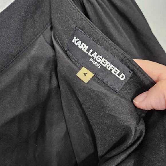 Karl Lagerfeld Paris Skirt Women 4 Small Black Tiered Career Capsule Knee Length - Picture 7 of 9